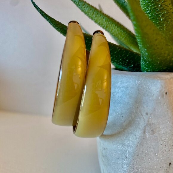 3 For $25! Vintage Enameled Crescent Hoop Earrings - Picture 2 of 5